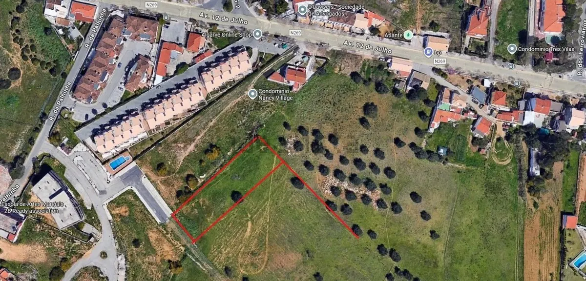 Vista aérea da localização do terreno em Cortezões, Ferreiras